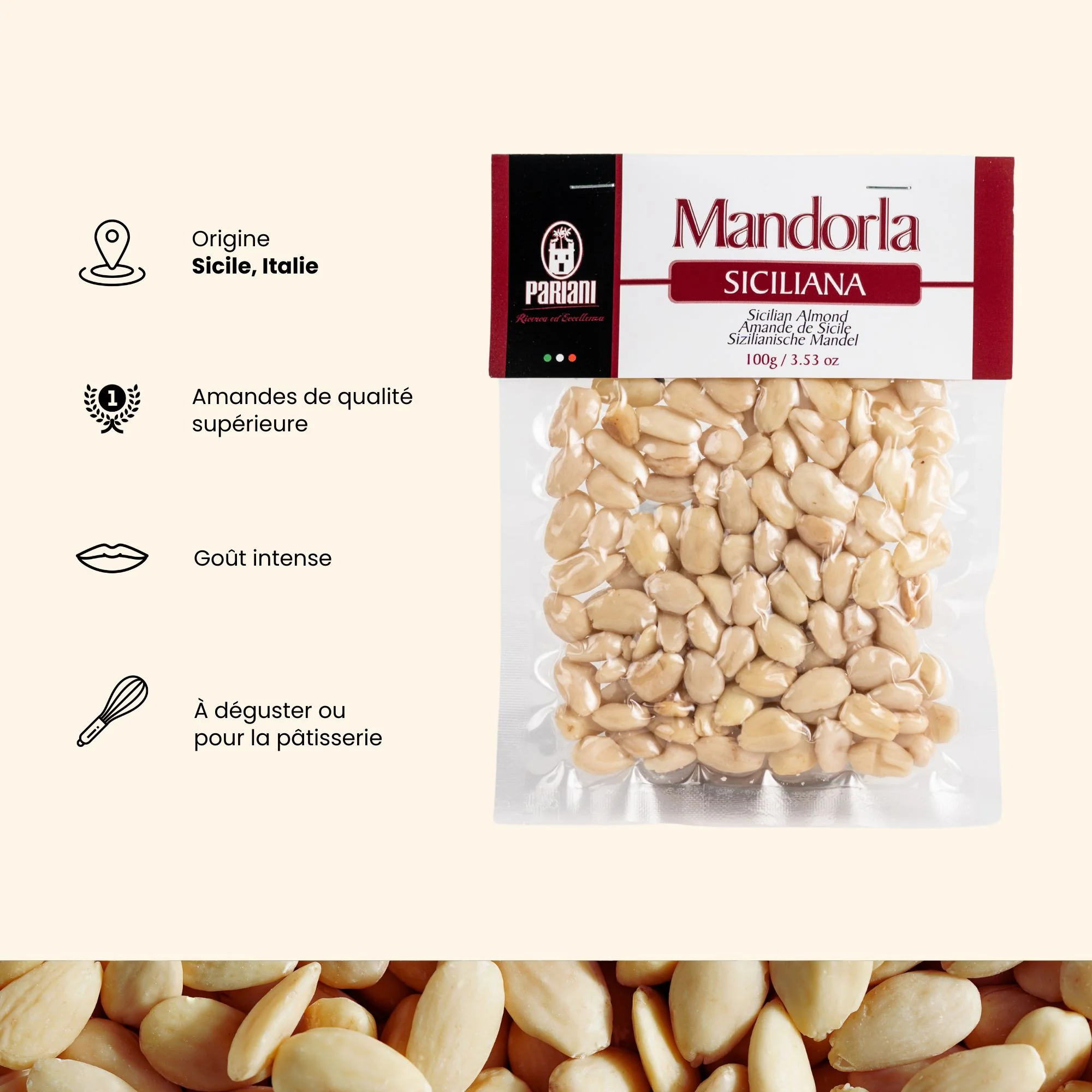 Amandes entières « Tuono » de Sicile - 100g - Image 3