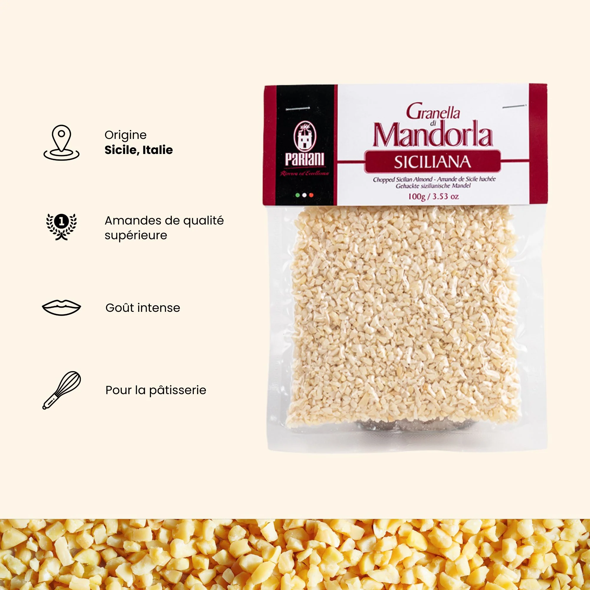 Amandes siciliennes pelées et concassées - 100g - Image 3