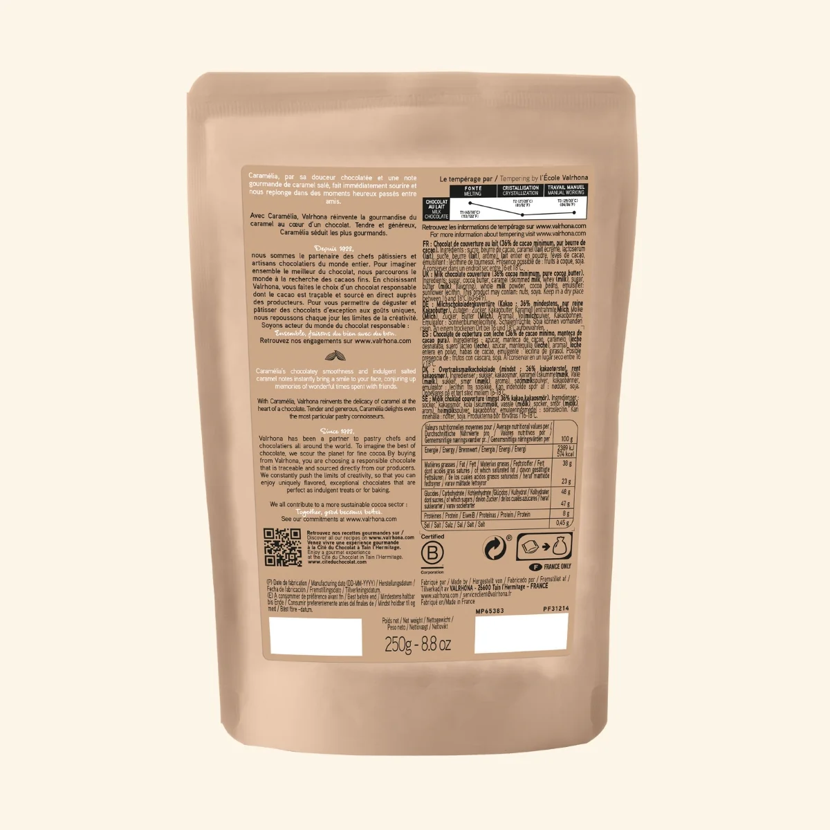 Chocolat au lait pour la pâtisserie Caramélia 36% - 250g - Image 6