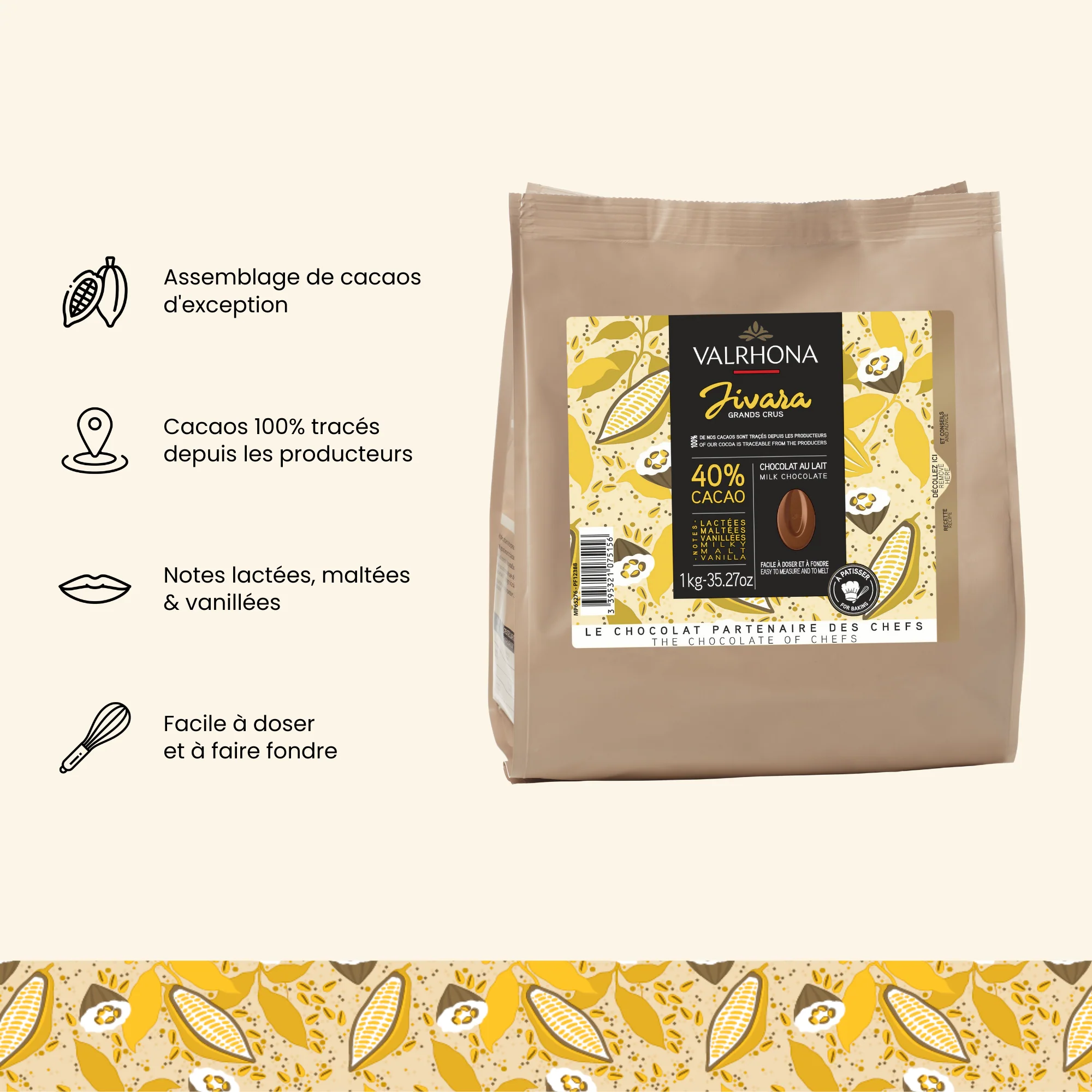 Chocolat au lait pâtisserie Jivara 40% - 1kg - Image 3