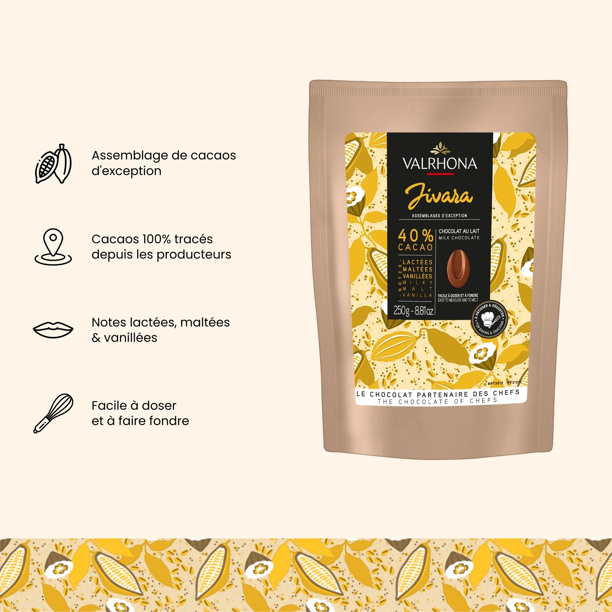 Chocolat au lait pour la pâtisserie Jivara 40% - 250g - Image 3