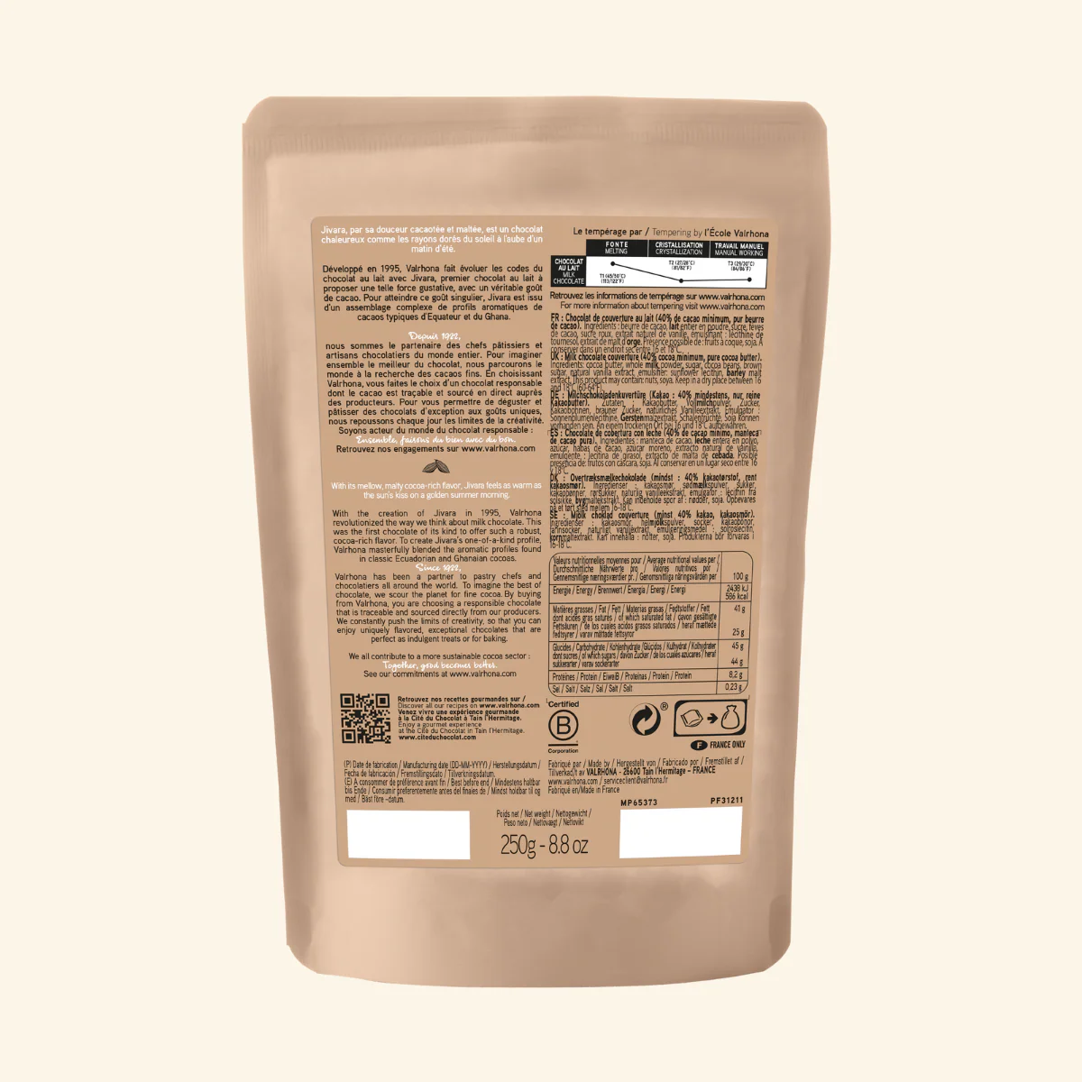Chocolat au lait pour la pâtisserie Jivara 40% - 250g - Image 6