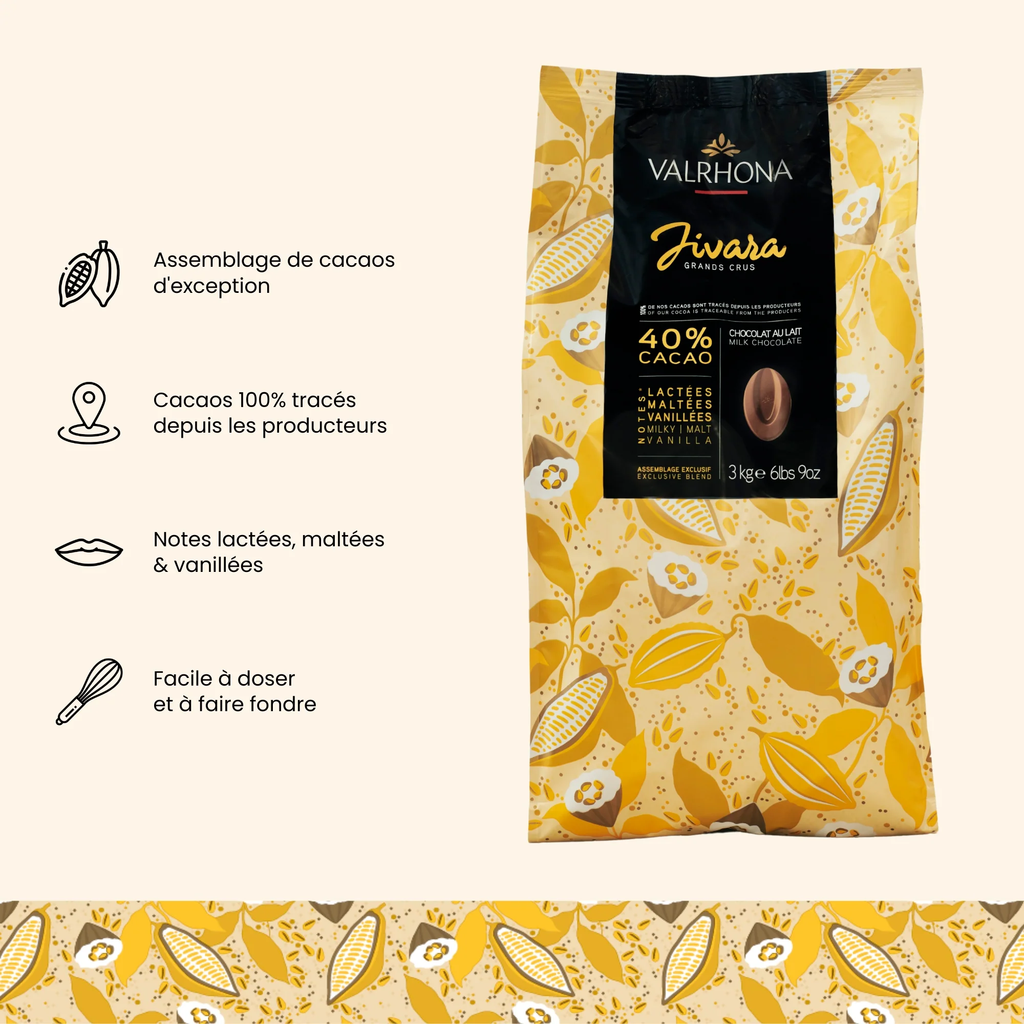 Chocolat au lait pour la pâtisserie Jivara 40% - 3kg - Image 3