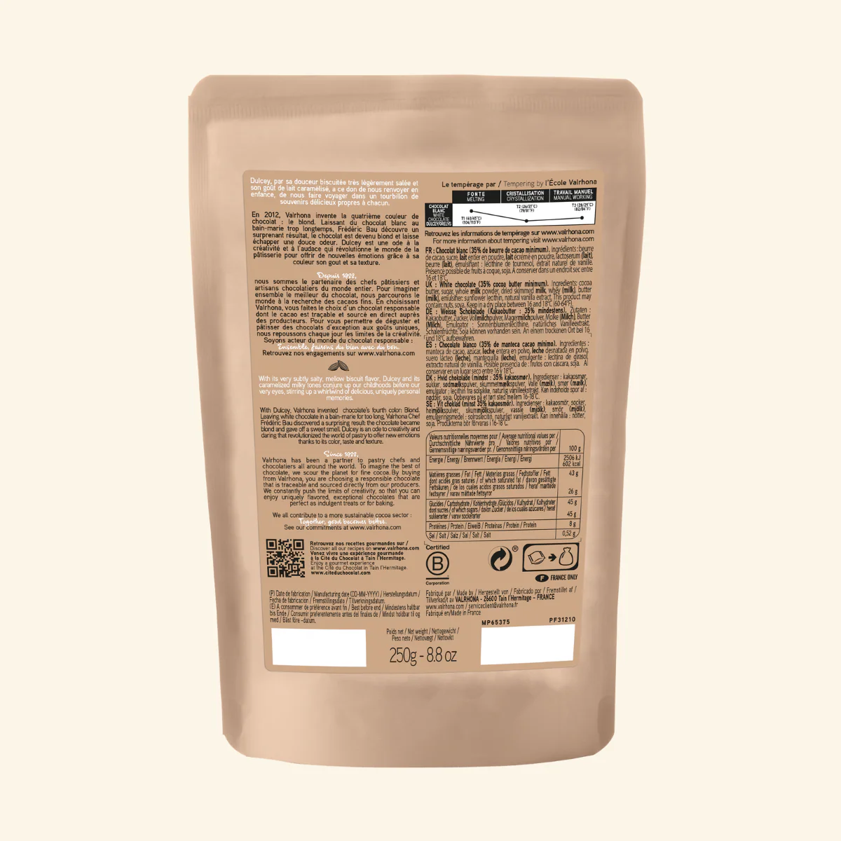 Chocolat de couleur blonde pour la pâtisserie Dulcey 35% - 250g - Image 6