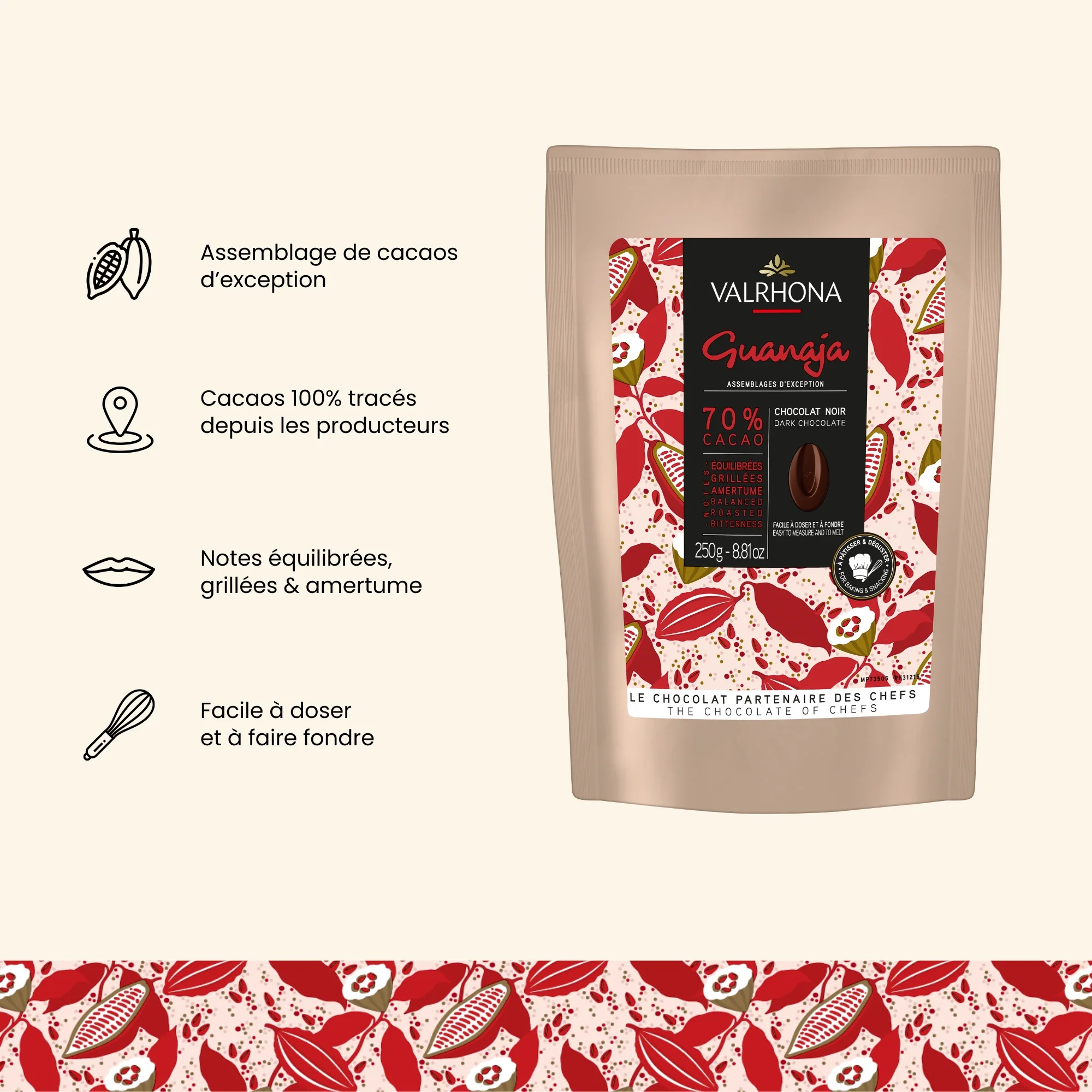 Chocolat noir pour la pâtisserie Guanaja 70% - 250g - Image 3