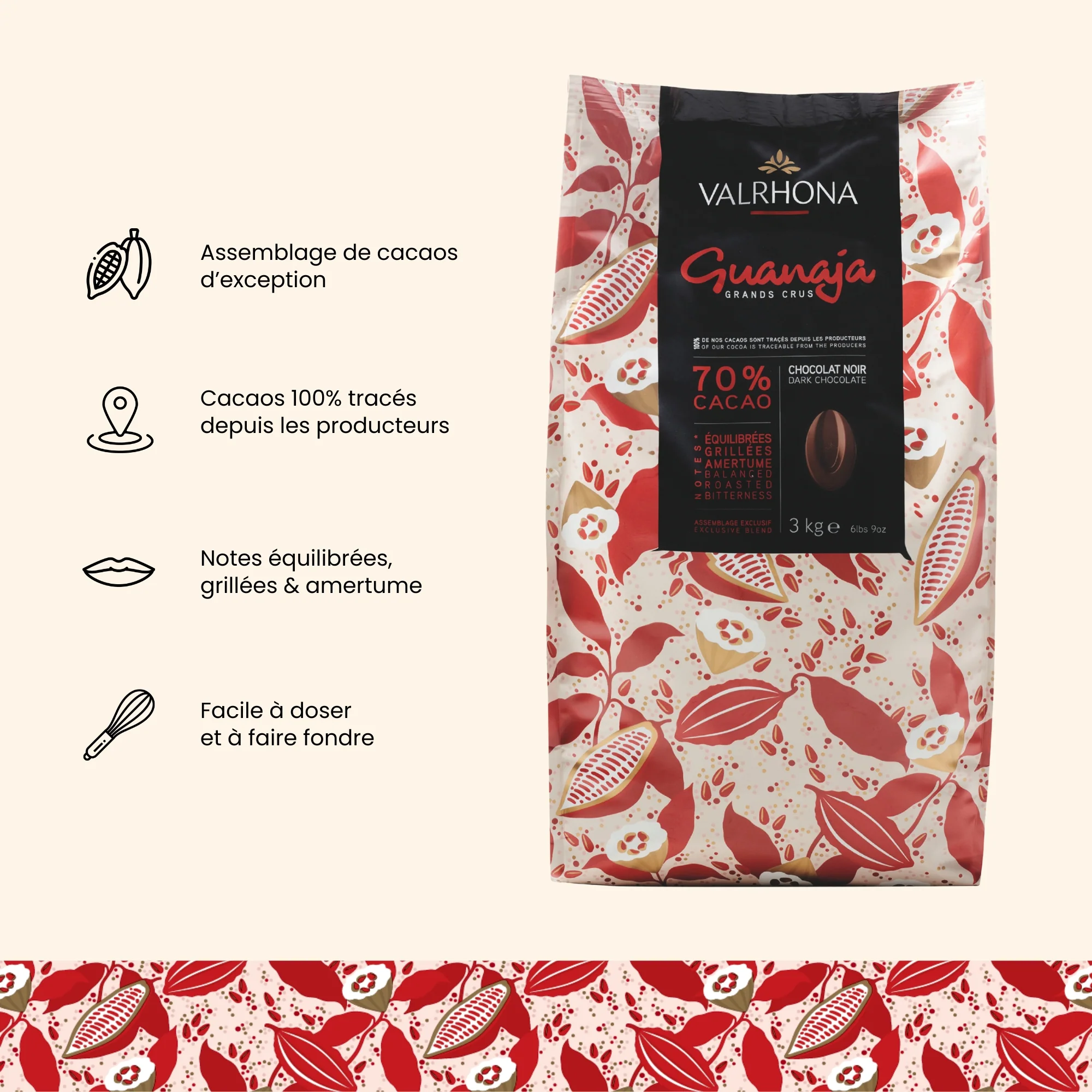 Chocolat noir pour la pâtisserie Guanaja 70% - 3kg - Image 4