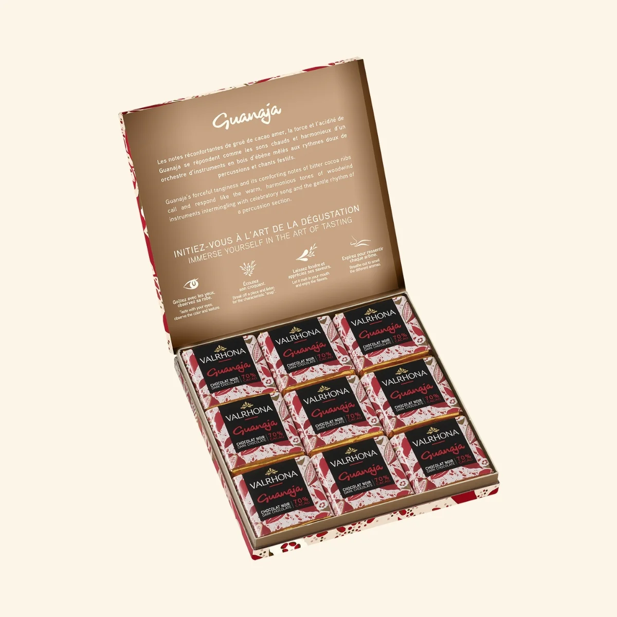 Coffret 18 carrés chocolat noir Guanaja 70% - 90g - Image 4