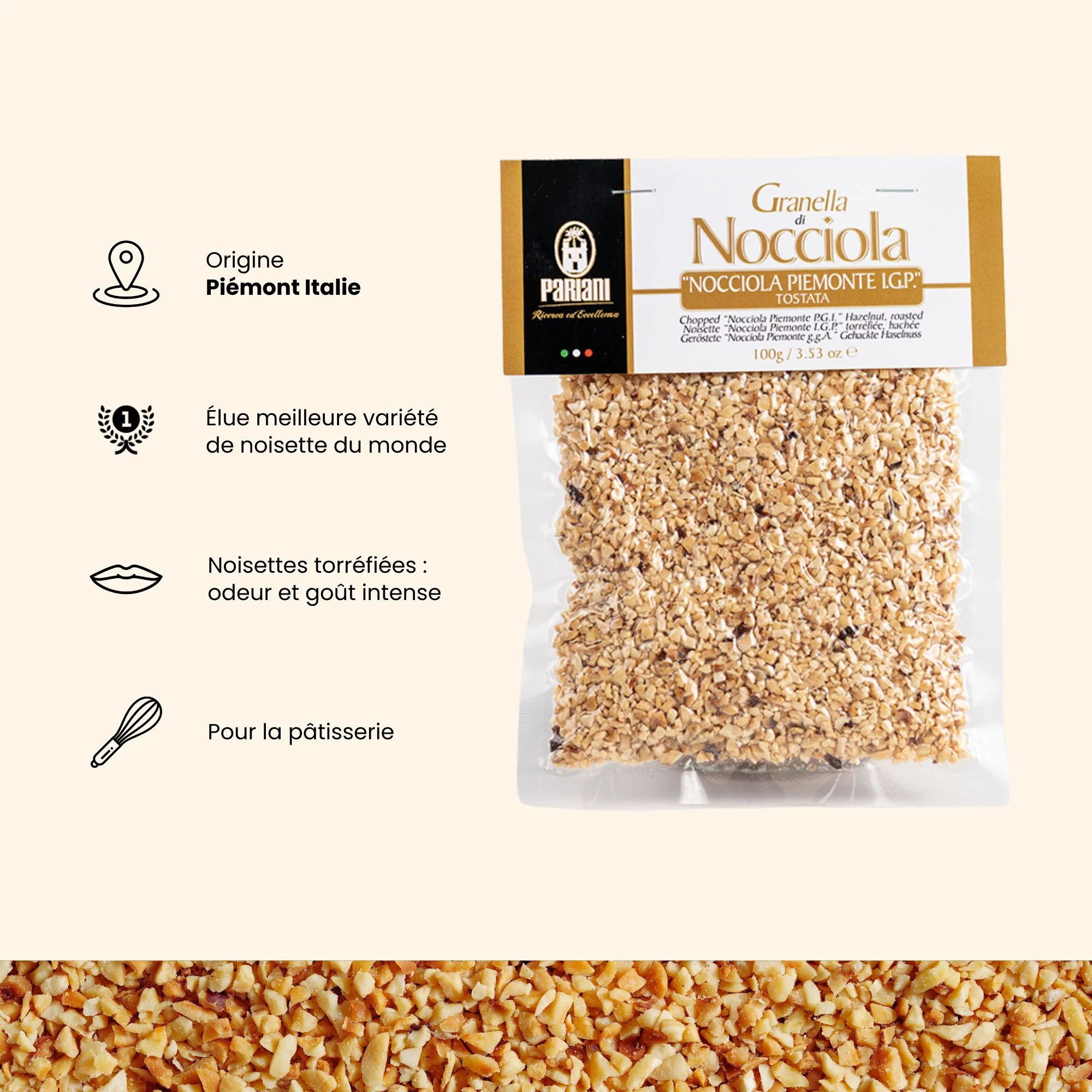 Noisettes concassées IGP Piémont - 100g - Image 3