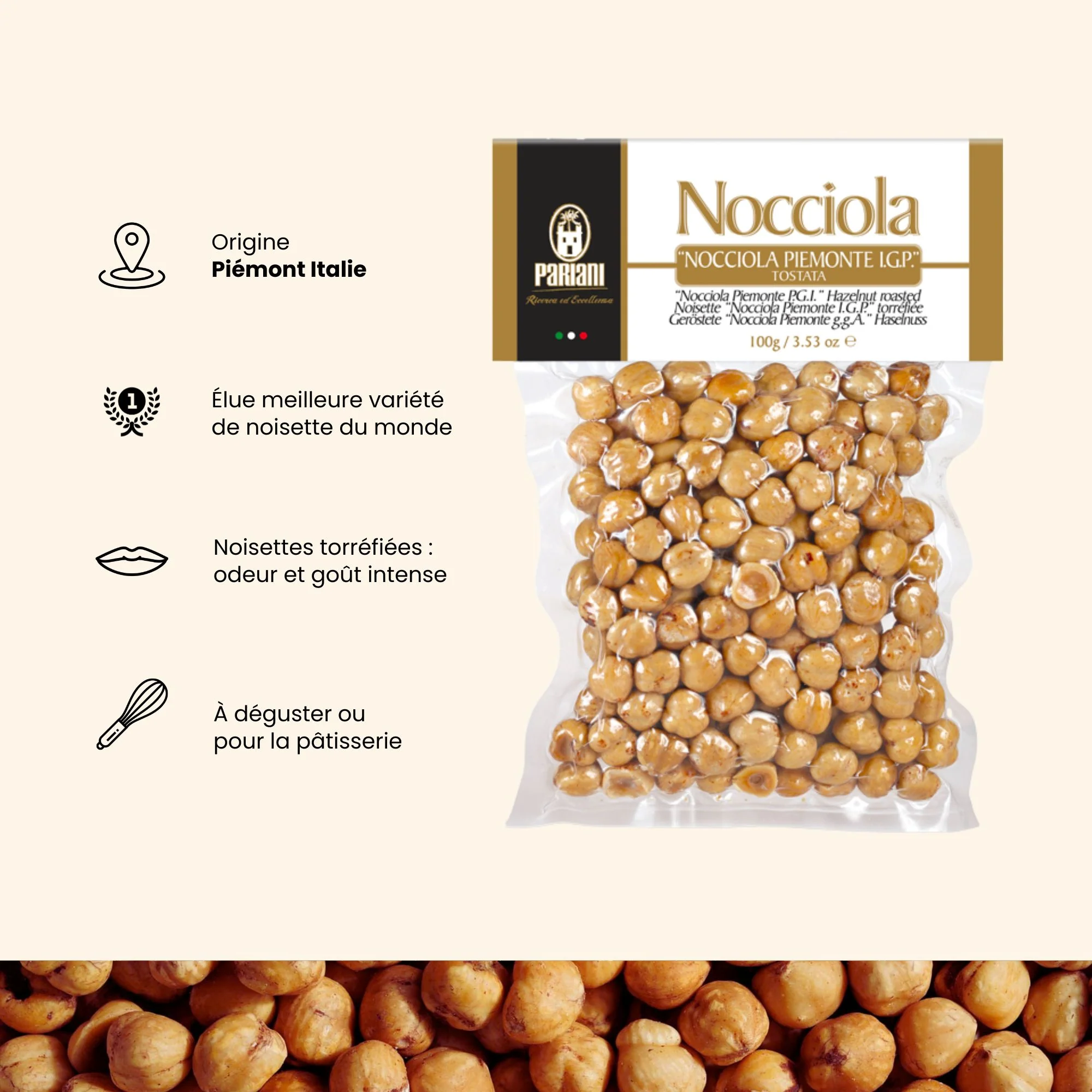 Noisettes entières grillées IGP Piémont  - 100g - Image 3