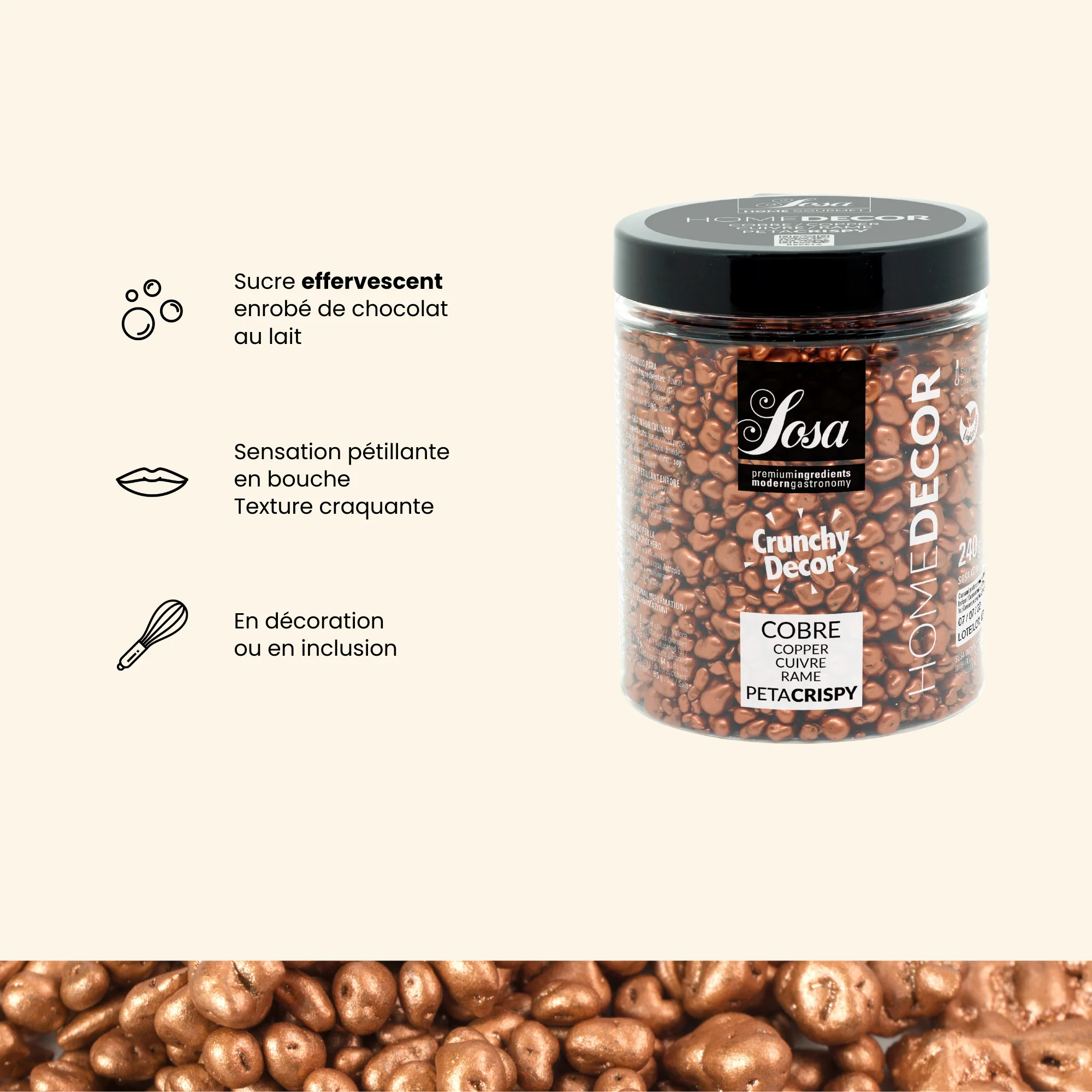 Sucre pétillant de couleur cuivre - 240g - Image 3