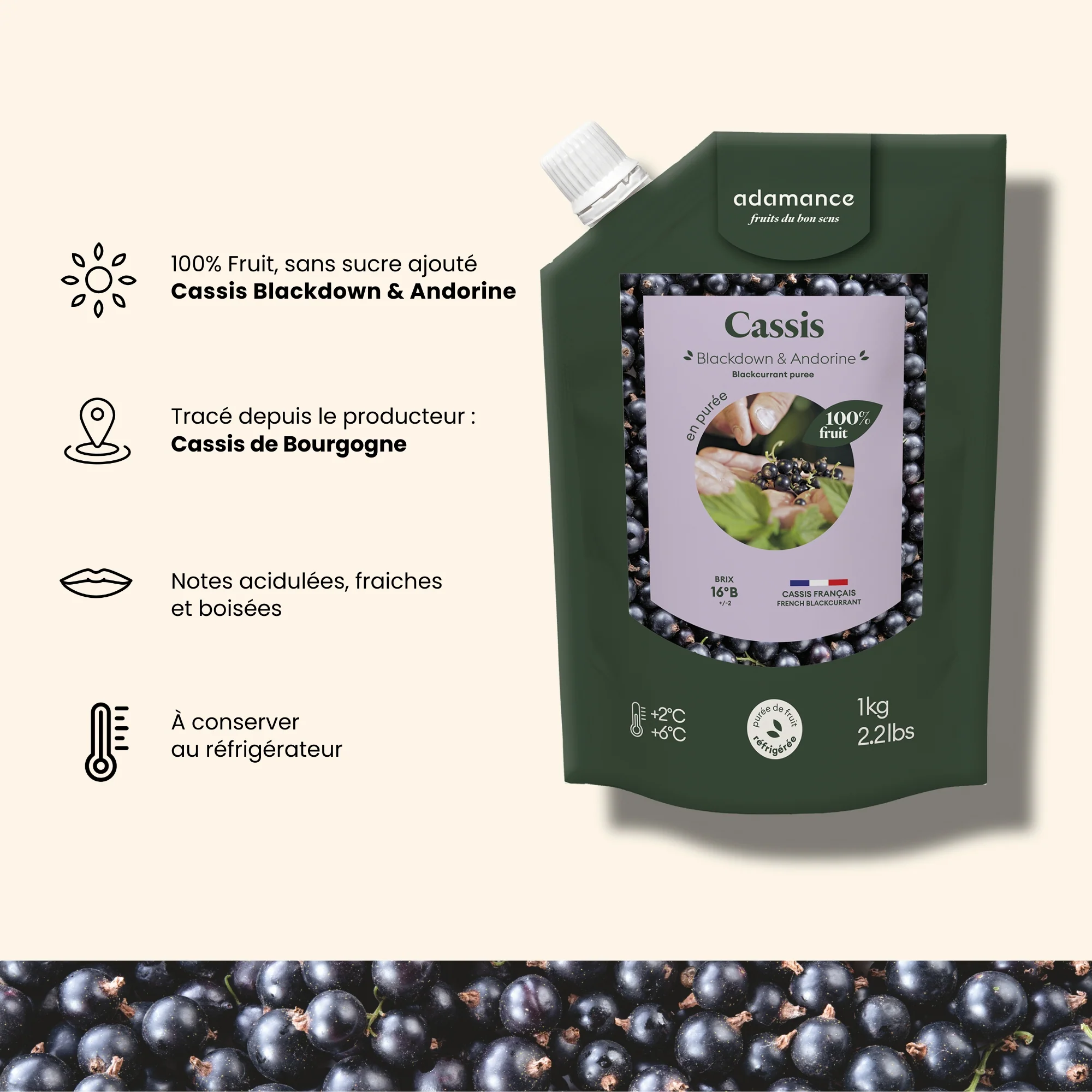 Purée de cassis réfrigérée - 2 x 1kg - Image 3