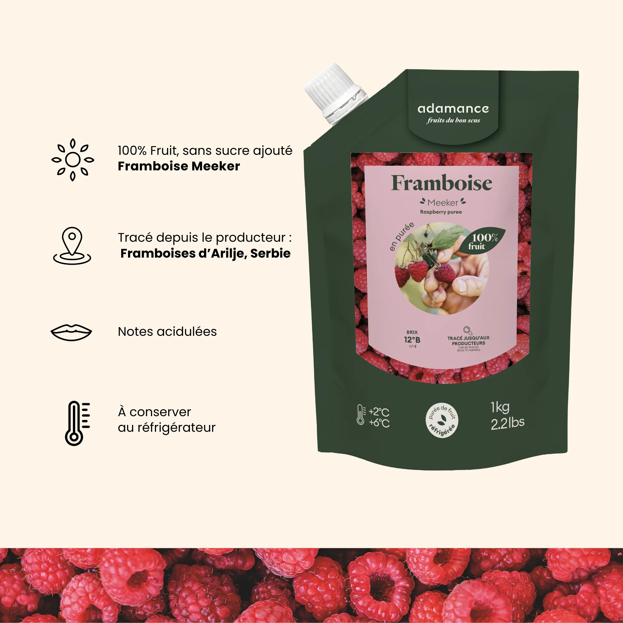 Purée de framboise réfrigérée - 2 x 1kg - Image 3