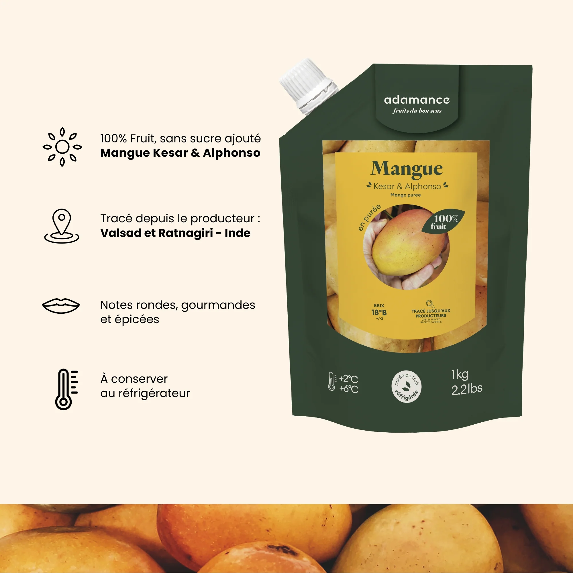 Purée de mangue réfrigérée - 2 x 1kg - Image 3