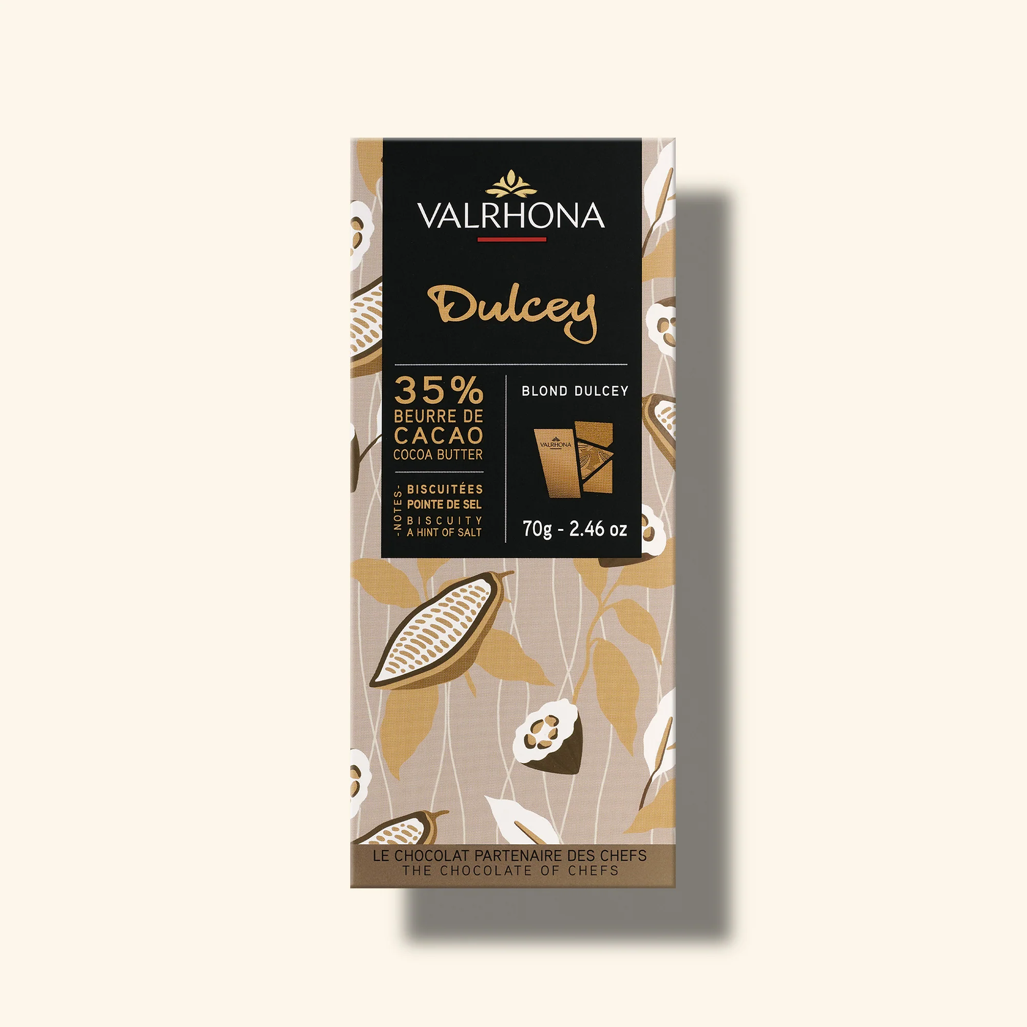 Tablette chocolat de couleur blonde Dulcey 35% - 70g