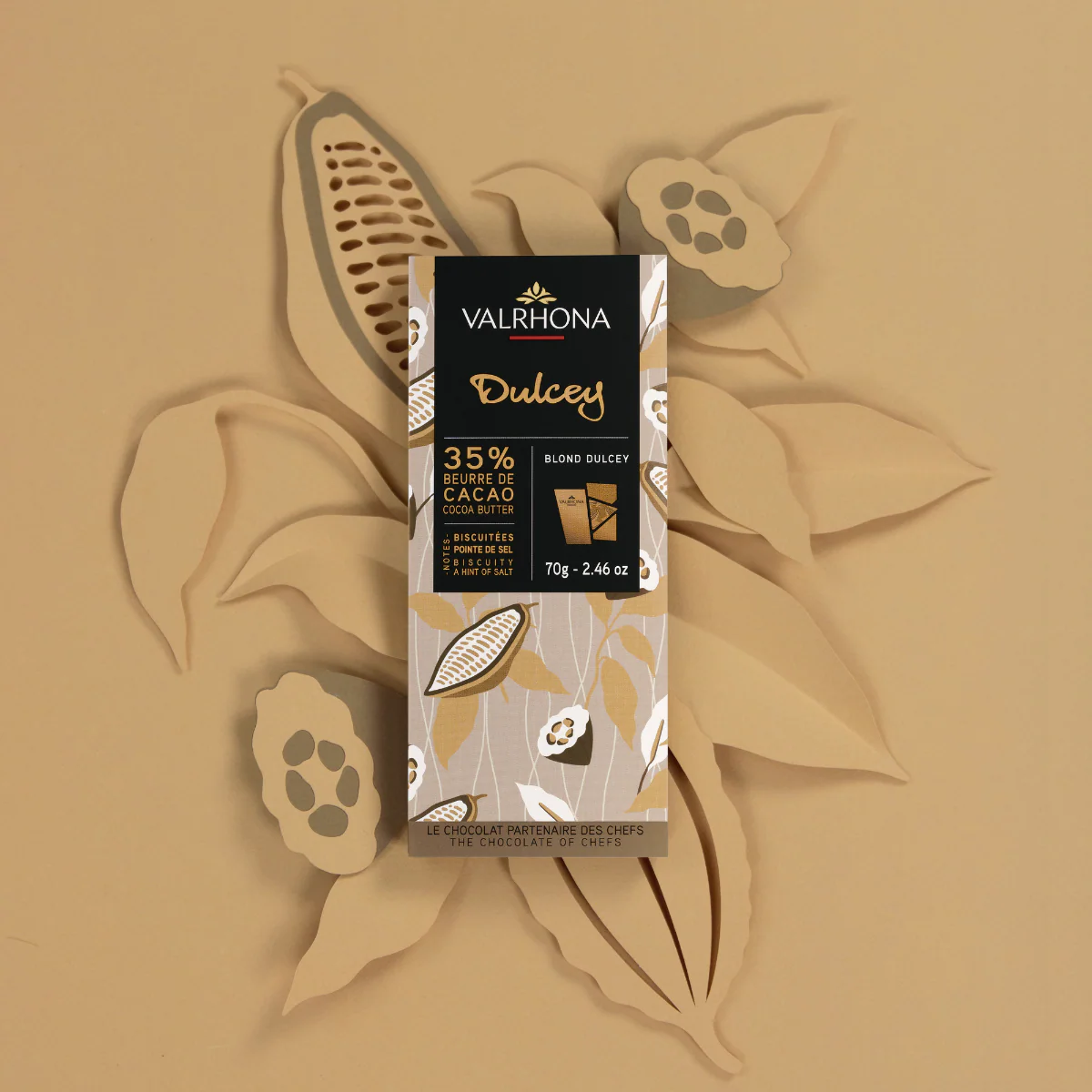 Tablette chocolat de couleur blonde Dulcey 35% - 70g - Image 3