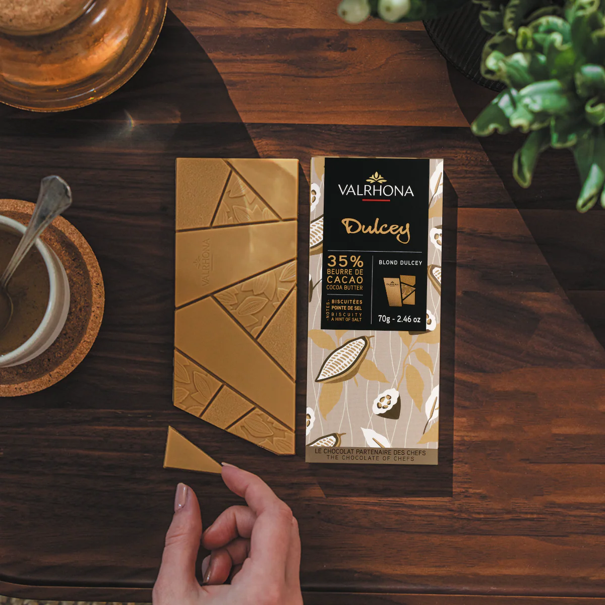 Tablette chocolat de couleur blonde Dulcey 35% - 70g - Image 4