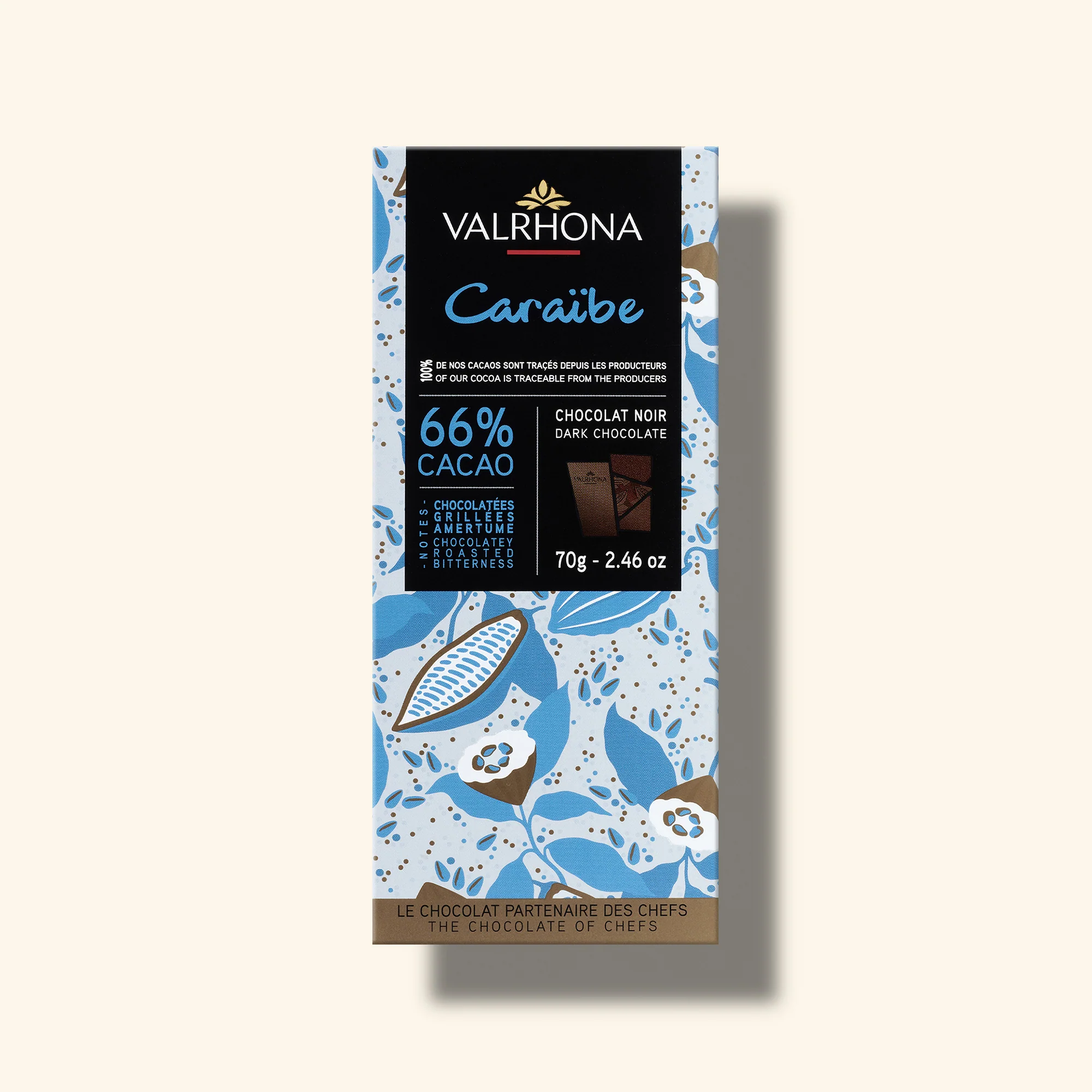 Tablette chocolat noir Caraïbe 66% - 70g