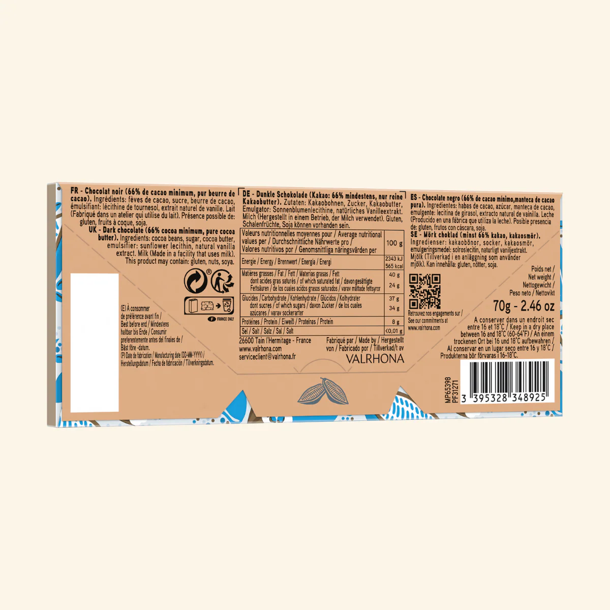 Tablette chocolat noir Caraïbe 66% - 70g - Image 6