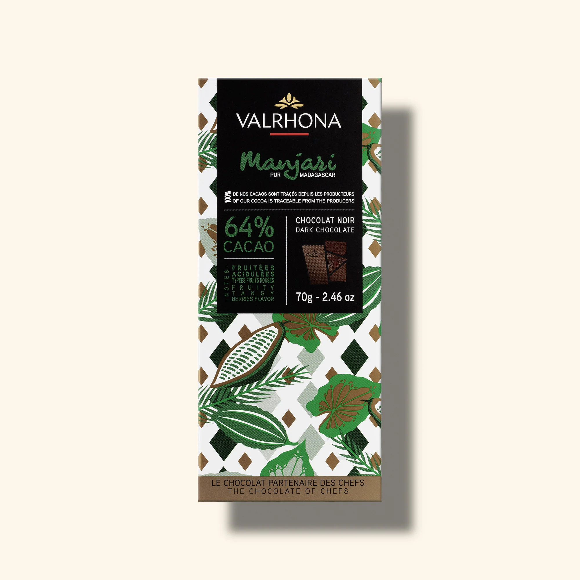 Tablette chocolat noir Manjari 64% - 70g